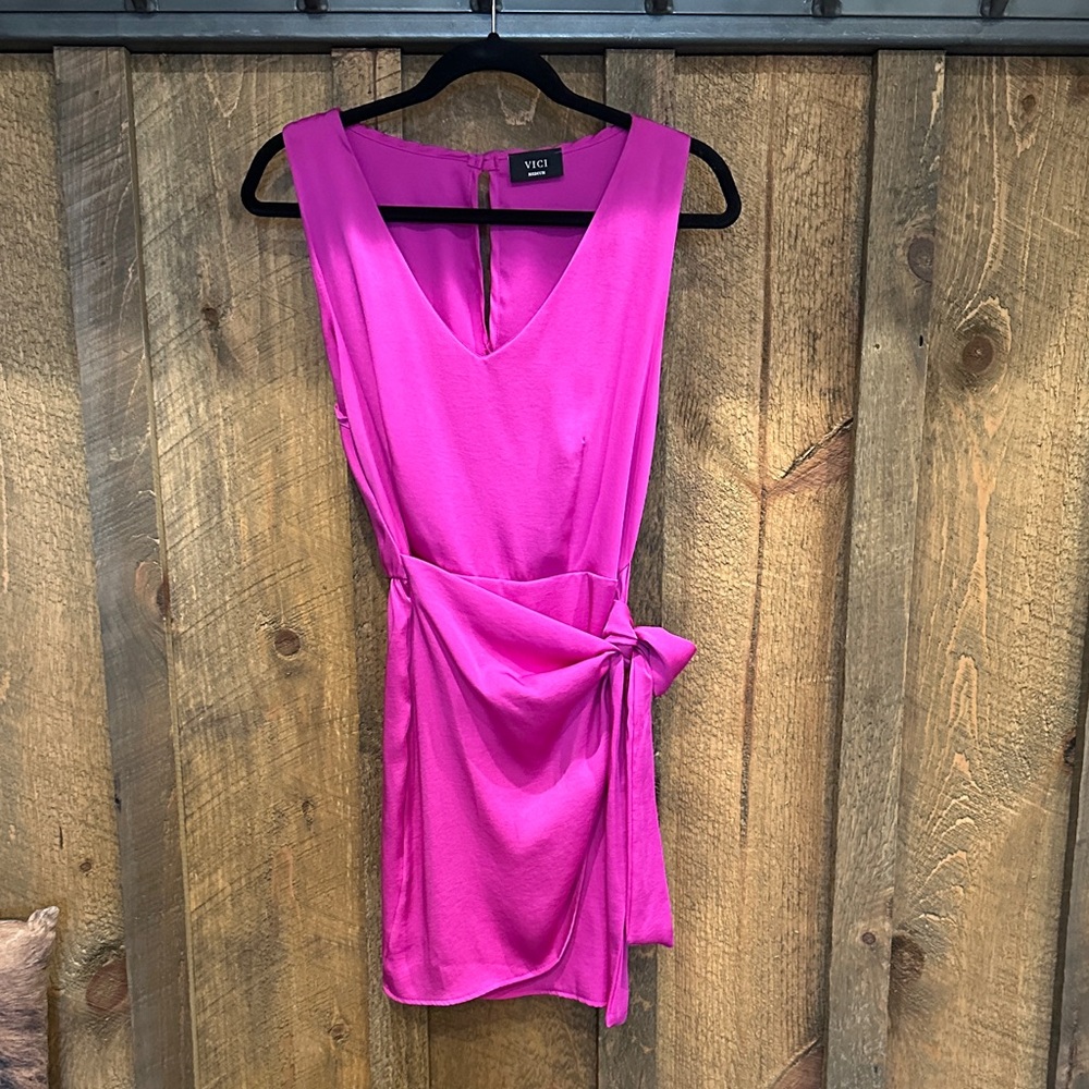 Vici Fuchsia Wrap Mini Dress